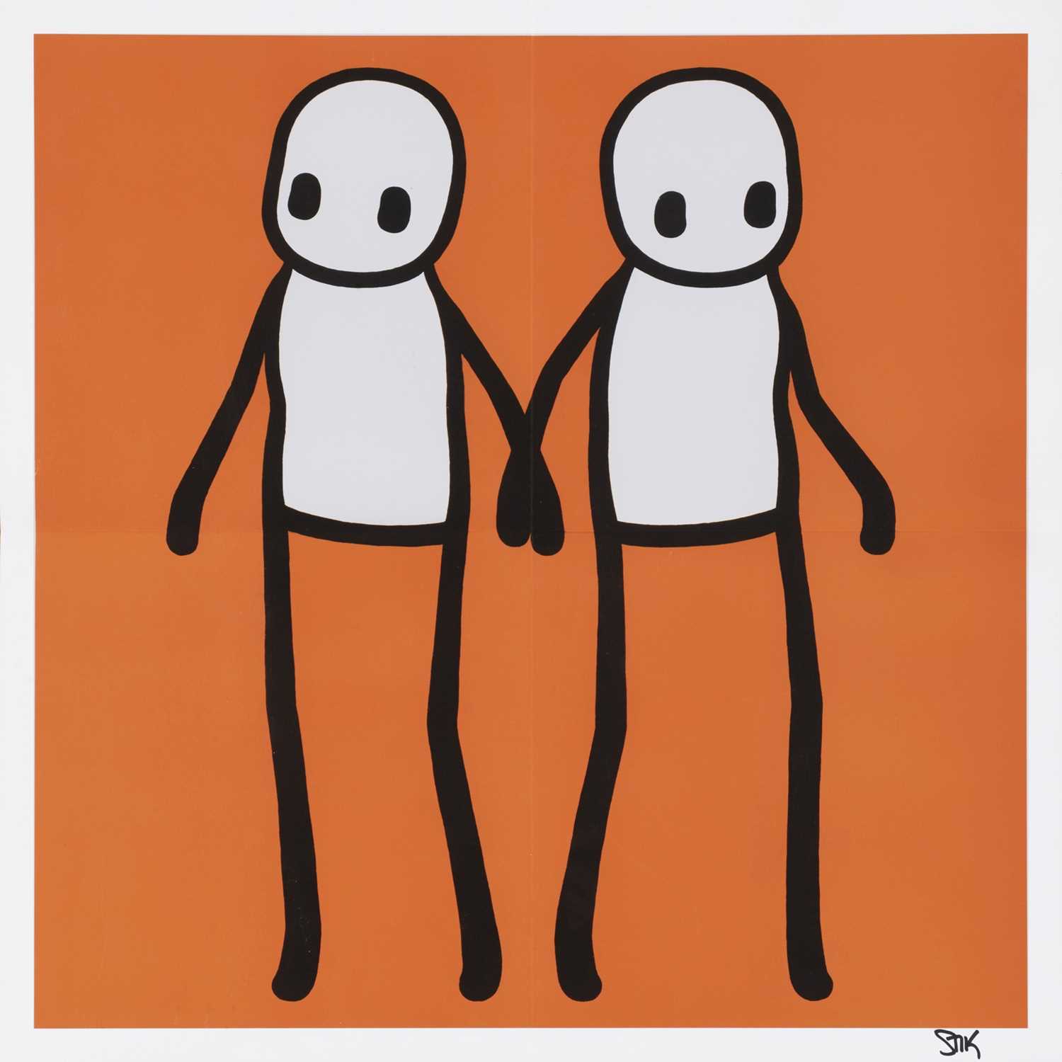Lot 158 - Stik (British 1979-), 'Holding Hands (Orange)', 2020