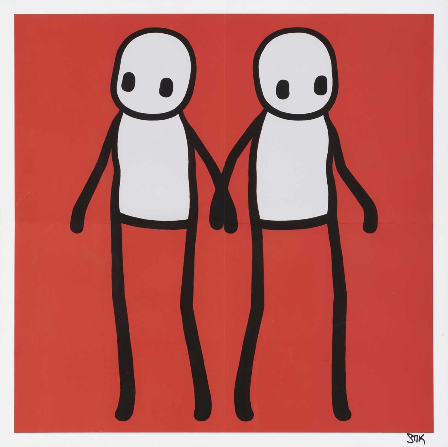 Lot 164 - Stik (British 1979-), 'Holding Hands (Red)', 2020