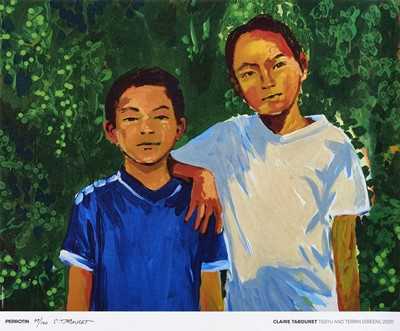 Lot 28 - Claire Tabouret (French 1981-), 'Tegyu And Terrin (Green)', 2020