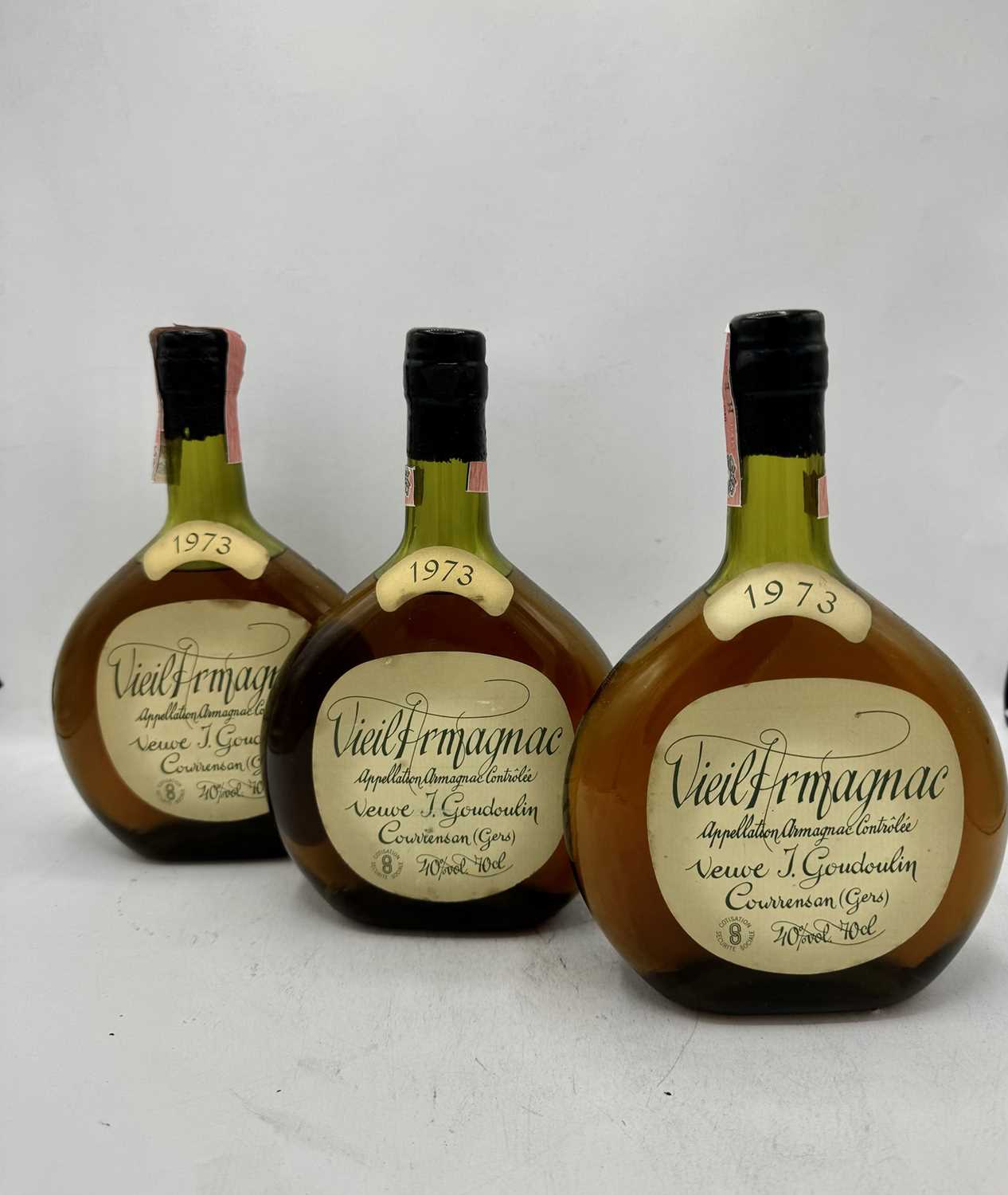 Lot 126 - 3 bottles 1973 Veuve J Goudoulin Armagnac