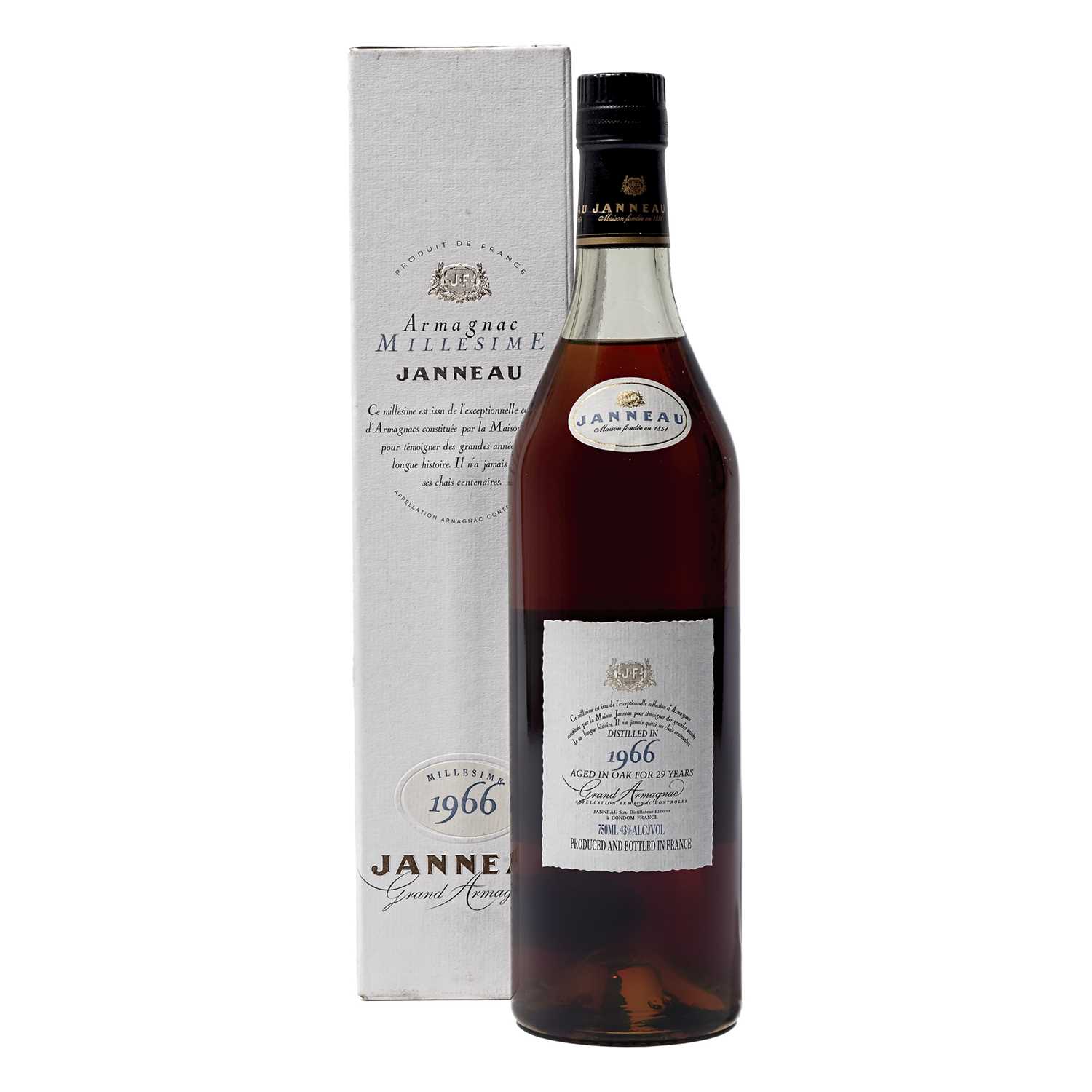 Lot 129 - 3 bottles 1966 Janneau Grand Armagnac