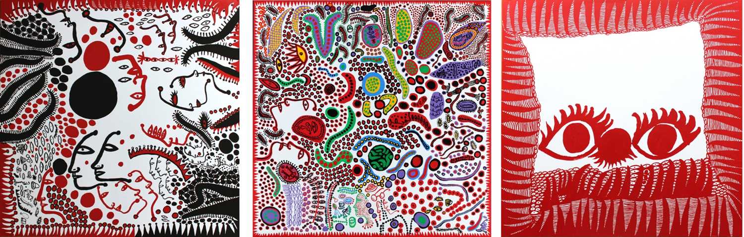 Lot 110 - Yayoi Kusama (Japanese 1929-), 'Endless Life Of People, I Want to Sing My Heart in Praise Of Life & My Self Portrait Done When I Was Heartbroken', 2010