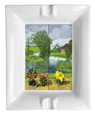 Lot 27a - David Hockney (British 1937-), 'Water Lilies In The Pond With Pots Of Flowers Ashtray', 2021